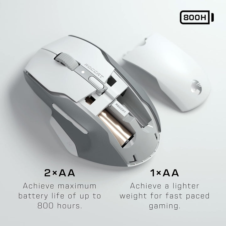 Roccat Kone Air – Kabellose Gaming-Maus mit 800 Stunden Akkulaufzeit, 19.000 DPI Optical-Sensor, dop