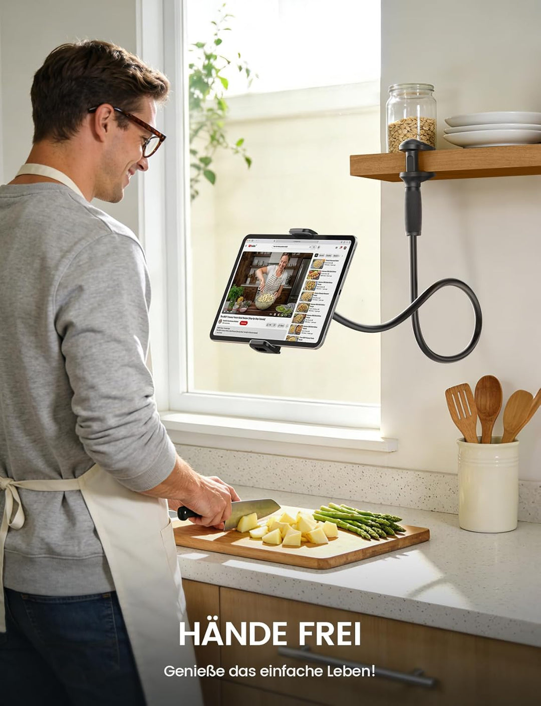 Lamicall Schwanenhals Tablet Halterung Bett - [Stabil unten, Flexibel oben] 85cm Bruchsicher iPad St