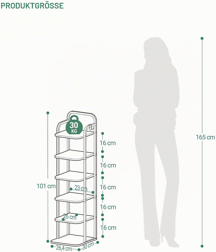 Hzuaneri Vertikales Schuhregal, 6-Stöckige Schuhregale, Schuhturm für Kleine Räume, Freistehend, Ver