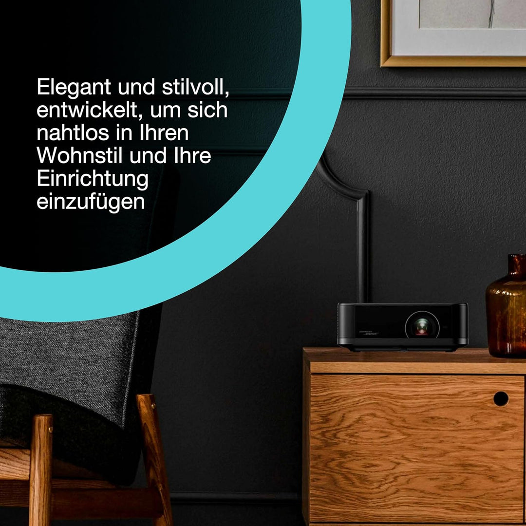 Epson Lifestudio Pop EF-62B Metallic-Schwarz, tragbarer Smart-Projektor, Sound by Bose, Google TV, 4