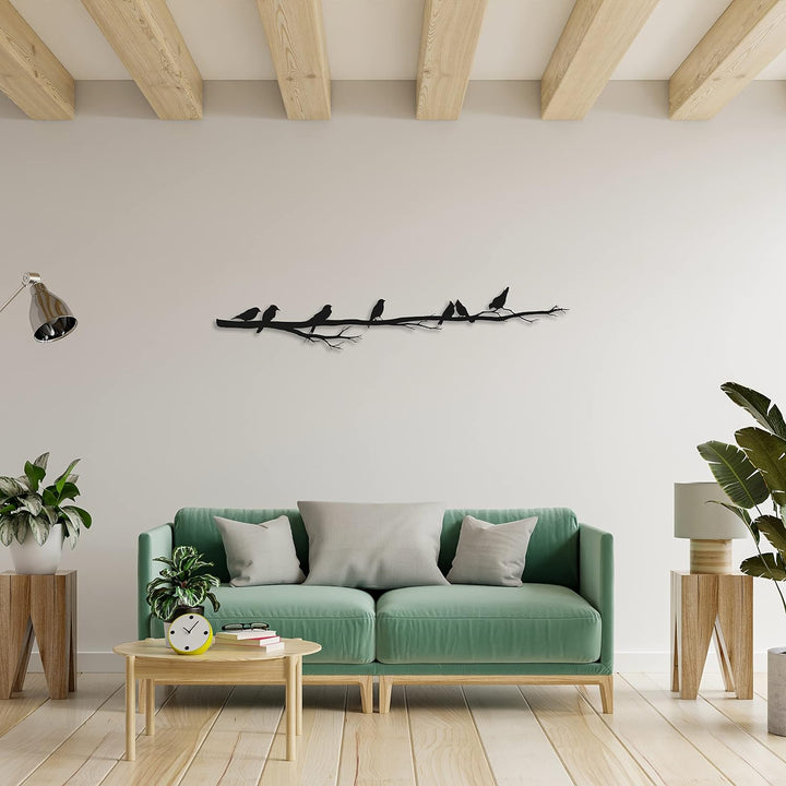 Decovieno Metall Vögel Wand Dekor, 60 cm Länge x 11 cm Breite x 3 cm Höhe, Schwarz