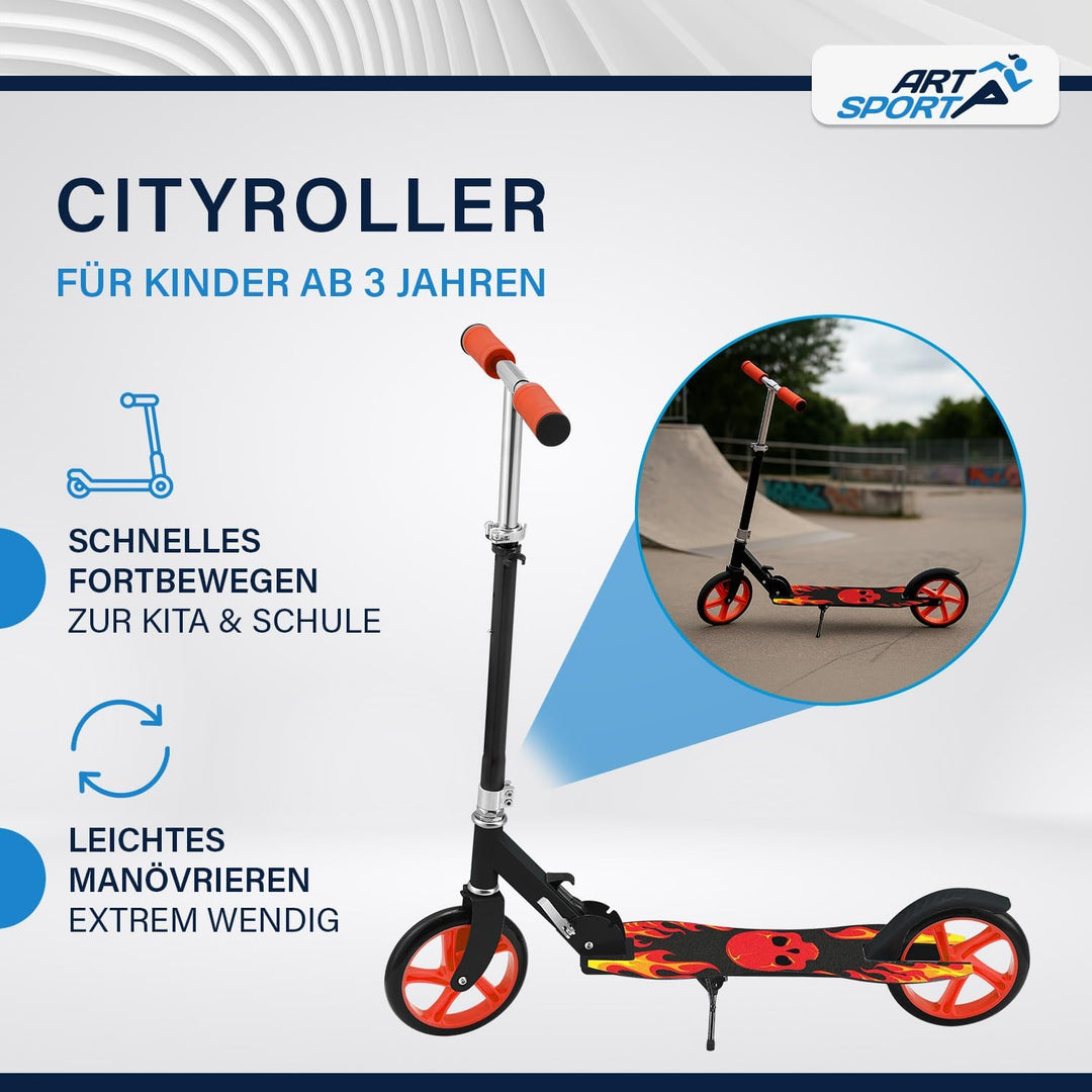 ArtSport Cityroller Scooter mit Big Wheel Räder & Tragegurt - Für Kinder ab 3 Jahren - 4 Designs 88