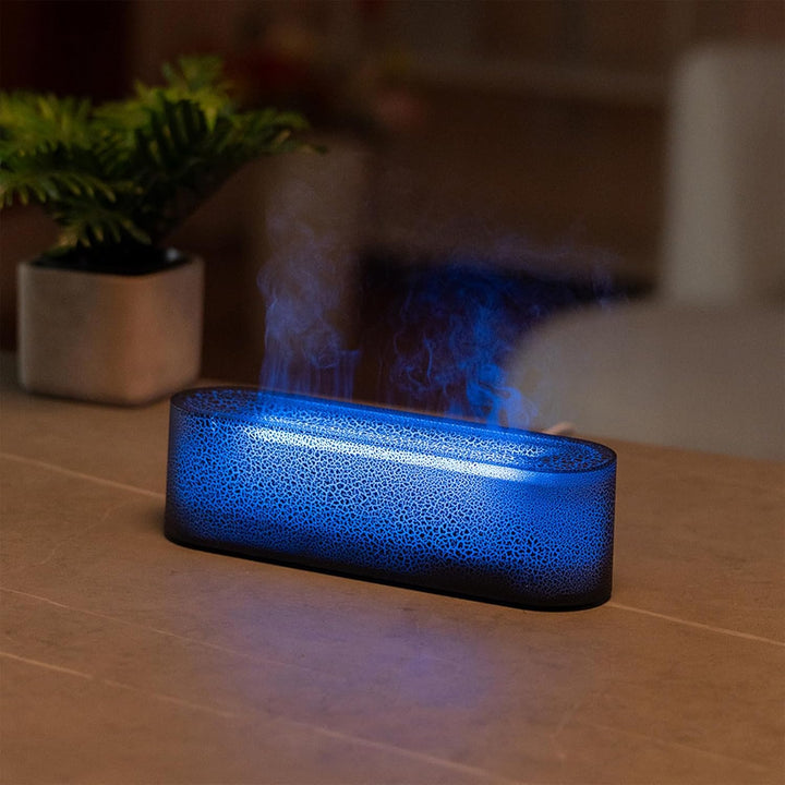 Air Diffuser, 7-Farben-Flammen-Desktop-Luftbefeuchter Mit 3-Gang-Timing Und Automatischer Abschaltfu