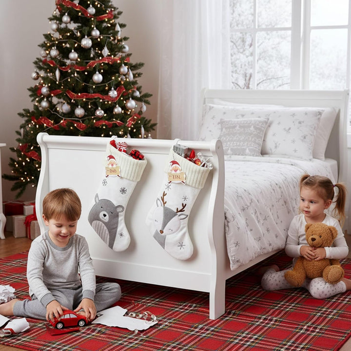 VALERY MADELYN Weihnachtsstrumpf 46cm für Weihnachtsdeko,2er Kinder Nikolausstiefel zum Befüllen,Gro