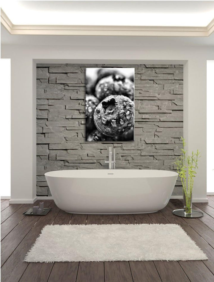Pixxprint fruchtige Heidelbeeren / 100x70cm Leinwandbild bespannt auf Holzrahmen/Wandbild Kunstdruck