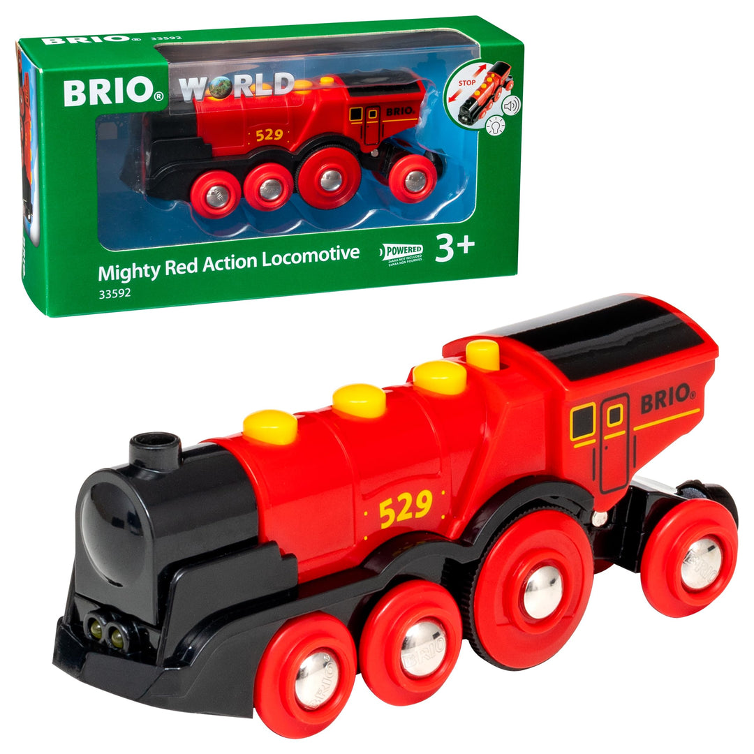BRIO World 33592 Rote Lola elektrische Lok - Batterie-Lokomotive mit Licht & Sound - Kleinkinderspie