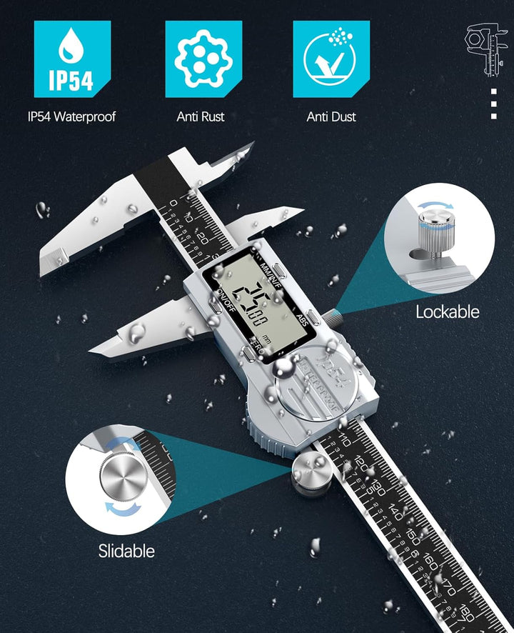 Housolution Messschieber Digital, (ABS) Absolutskala Messschieber 8 Zoll, IP54 Elektronische Schiebl