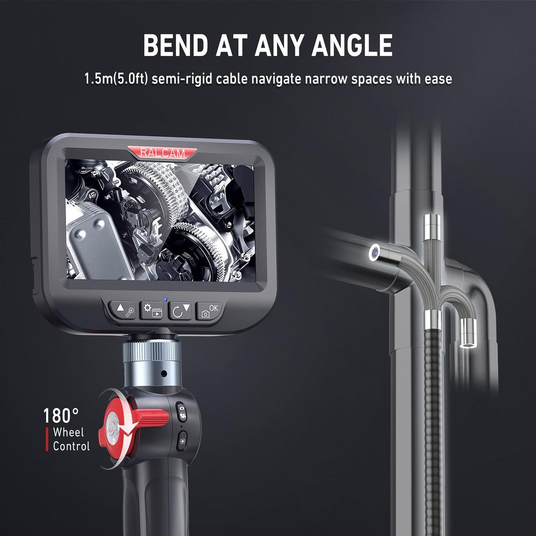 Ralcam Endoskopkamera mit Licht Endoscope Camera - Endoskop 8,5 mm Inspektionskamera 4,3" HD 1080P R