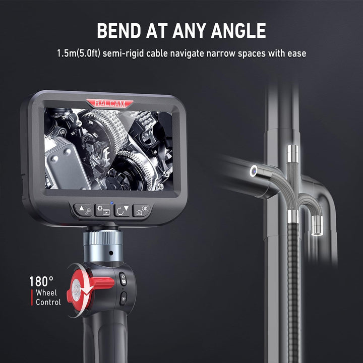 Ralcam Endoskopkamera mit Licht Endoscope Camera - Endoskop 8,5 mm Inspektionskamera 4,3" HD 1080P R