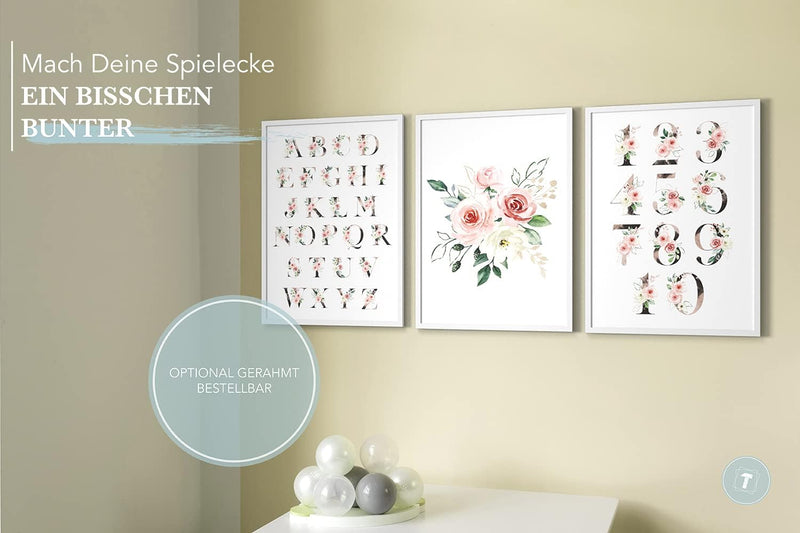 Papierschmiede® Kinderposter 3er Set Lernposter, DIN A2 Wanddeko, Geschenk für Mädchen Kinderzimmer