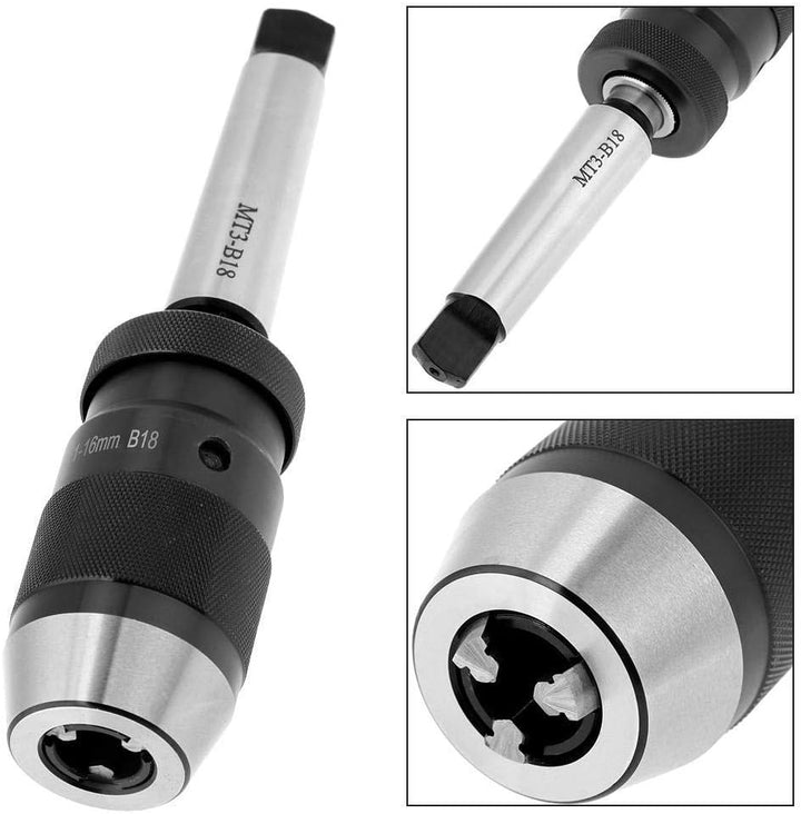 Bohrfutteraufnahme Schnellspannbohrfutter 1-16 mm Konus B18 mit Kegeldorn MT3, Hochpräzisions-Bohrfu