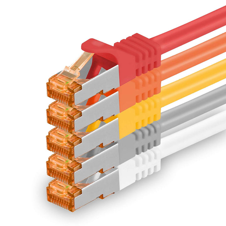 1aTTack.de 5m - Cat.7 Netzwerkkabel 5-Farben 01-5 Stück Gigabit Ethernet LAN Kabel 10000 Mbit s Patc