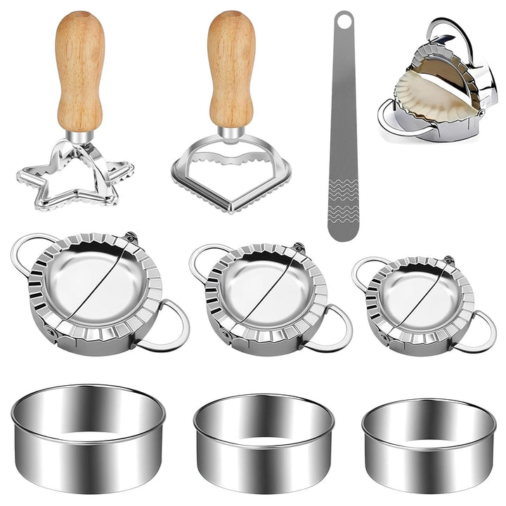 9 Stück Ravioli Former Edelstahl Dumpling Maker Set Teigtaschenformer mit Ravioli Ausstecher Maultas