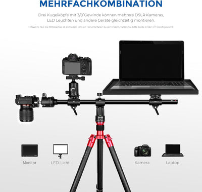 NEEWER 76cm Horizontalstativ Mittelachse mit 3/8"Schraube,Aluminiumlegierung 360° drehbar 180°Vertik