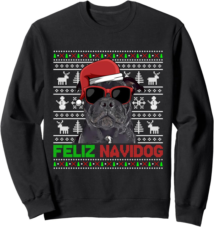 Staffordshire Bullterrier Hund Feliz Navidog Lustig Weihnachten Sweatshirt