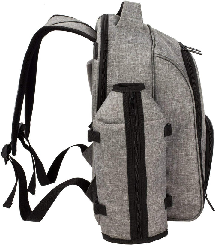 Hap Tim Picknickrucksack 4 Personen Picknickset mit Kühlfach, abnehmbarem Flaschen-/Weinhalter, Flee