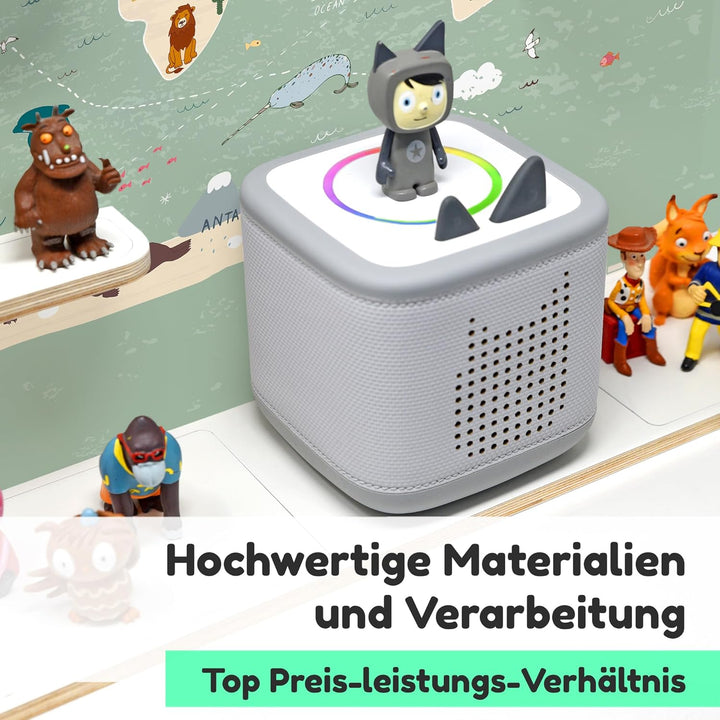stadtecken Holzregal passend für Toniebox 2 I Geeignet für ca. 50 Tonies I Perfekte Aufbewahrung im
