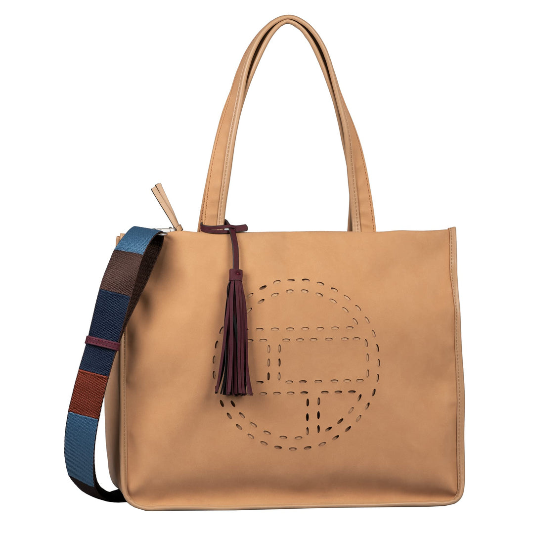TOM TAILOR bags Ronda Damen Shopper Umhängetasche Reissverschluss Gross Braun