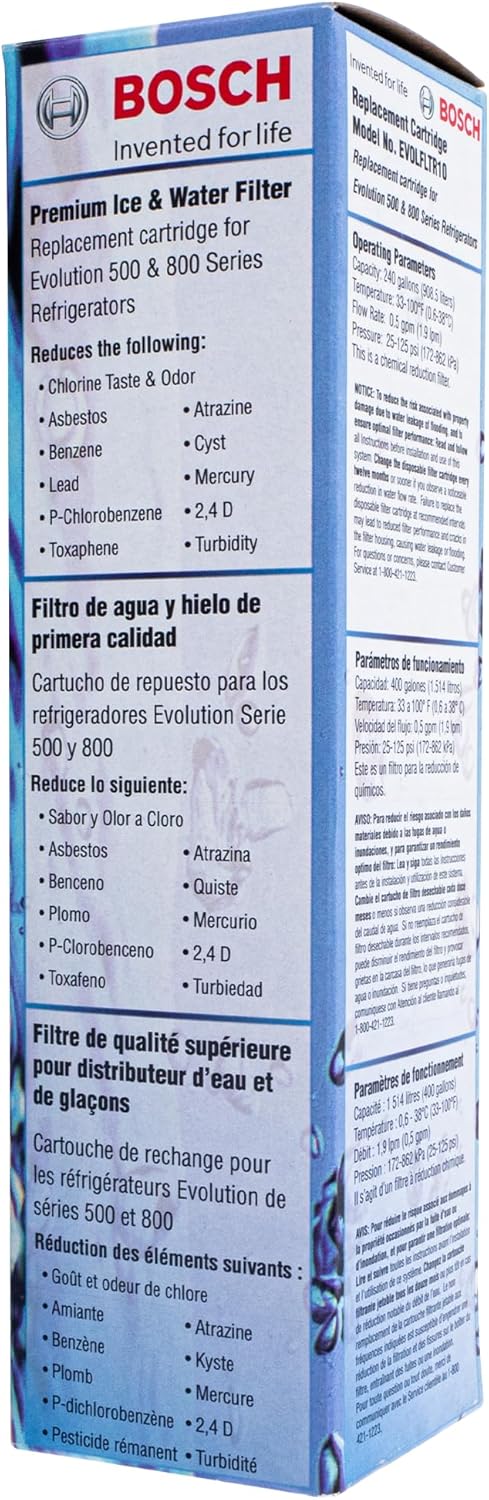 EVOLFLTR10 Wasserfilter | Kühlschrankfilter 00640565 kompatibel mit Bosch Siemens Neff Küppersbusch