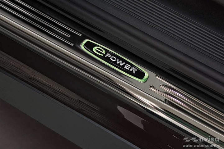 Black Inox door sill protectors compatible with Volkswagen ID.3 2020- 'E-Power' - 4-pieces