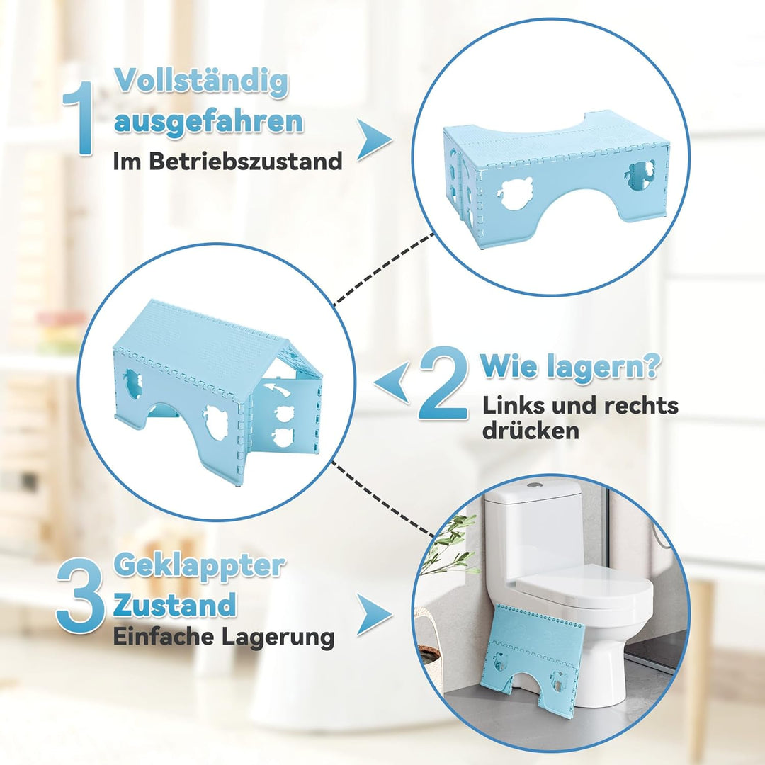 Toilettenhocker Klappbar - Physiologischer Hocker Badezimmer für Erwachsene und Kinder - WC Hocker (