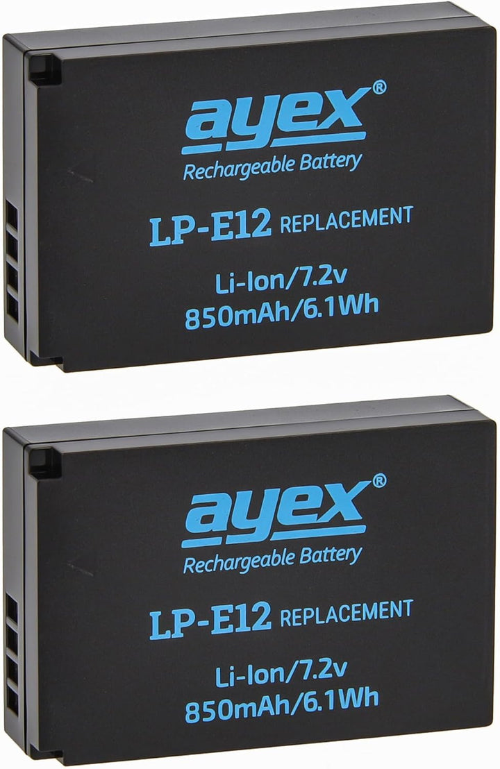 ayex Batteriegriff Kompatibel mit Canon EOS 100D Inkl. IR-Fernauslöser + 2 x LP-E12 Akku + 1 x USB D