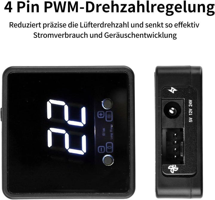 Aideepen 4 Pin 12V PWM-Lüfterregler, 60W 4 Draht Fan Speed Controller mit Fernbedienung und Bildschi