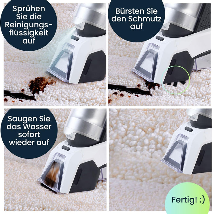 Kabelloser Profi Waschsauger 60W mit Li-Ion-Akku – Leistungsstarker Fleckenentferner für Polster, Te