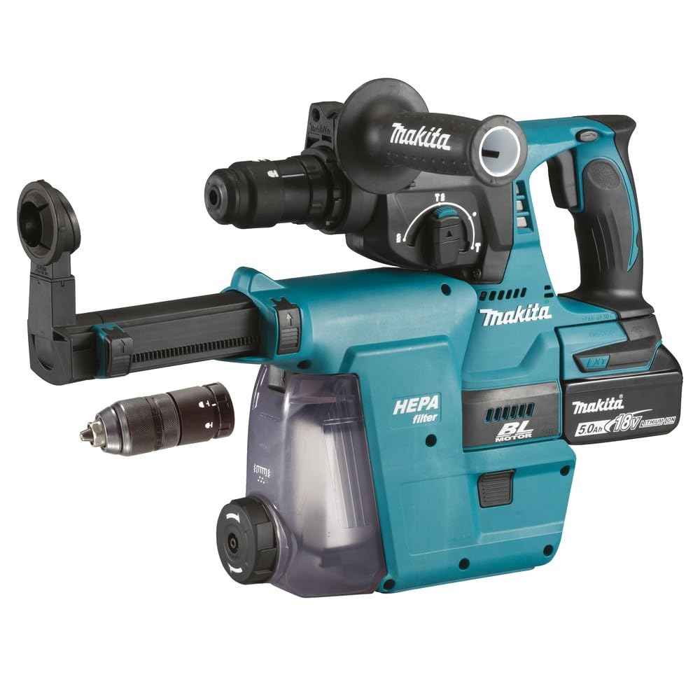 Makita Akku-Kombihammer Für SDS-PLUS 18 V / 5,0 Ah, 2 Akkus + Ladegerät Im MAKPAC Ladegerät im MAKPA