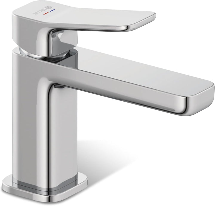 KLUDI-X3 Waschtischarmatur, Auslaufhöhe 85 mm, wassersparender Wasserhahn Bad Grösse S, Keramikkartu