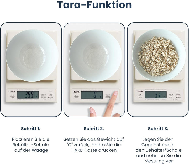 Tanita KD320WH33 Küchenwaage 3 kg mit Feinteilung 0.1 g
