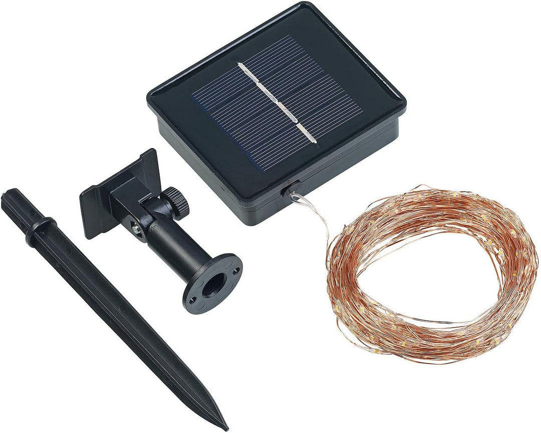 Lunartec Kupfer Lichterkette: 2er-Set Solar-Lichterkette aus Kupferdraht, 200 warmweisse LEDs, 8 Mod
