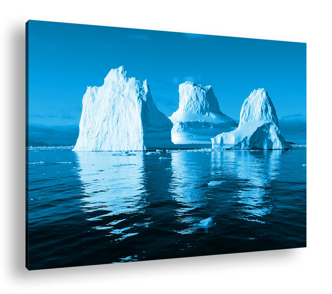 deyoli Gigantische Eisberge Format 80x60 Effekt: Monocrome Blau als Leinwandbild, Motiv fertig gerah