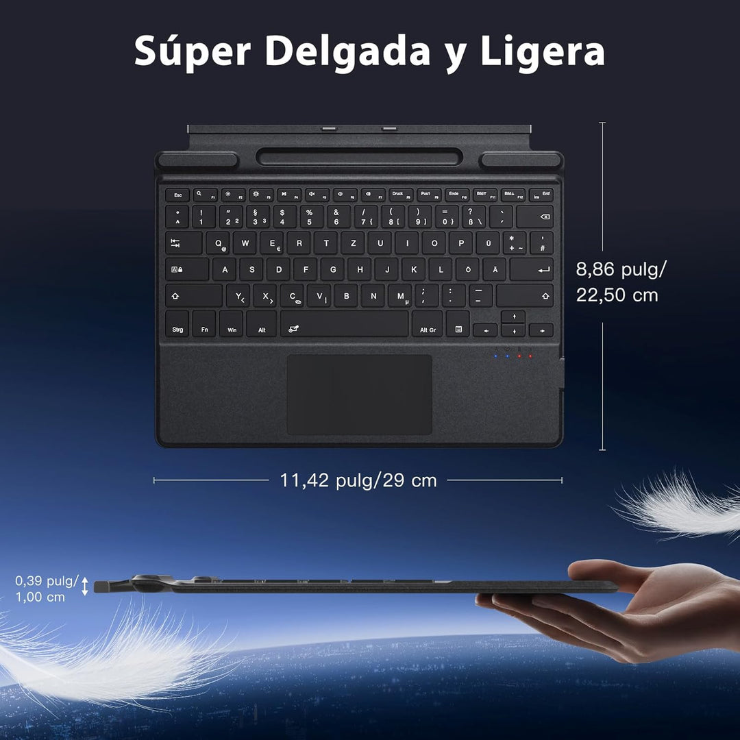 MoKo Spanish Touchpad Bluetooth Tastatur für 13 Zoll Microsoft Surface Pro 11/ Pro 10/ Pro 9/ Pro 8/