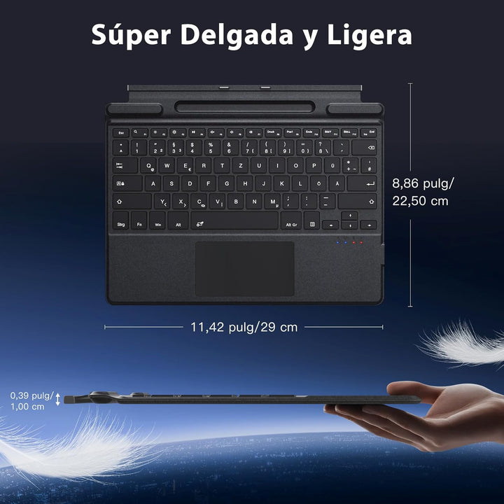 MoKo Spanish Touchpad Bluetooth Tastatur für 13 Zoll Microsoft Surface Pro 11/ Pro 10/ Pro 9/ Pro 8/
