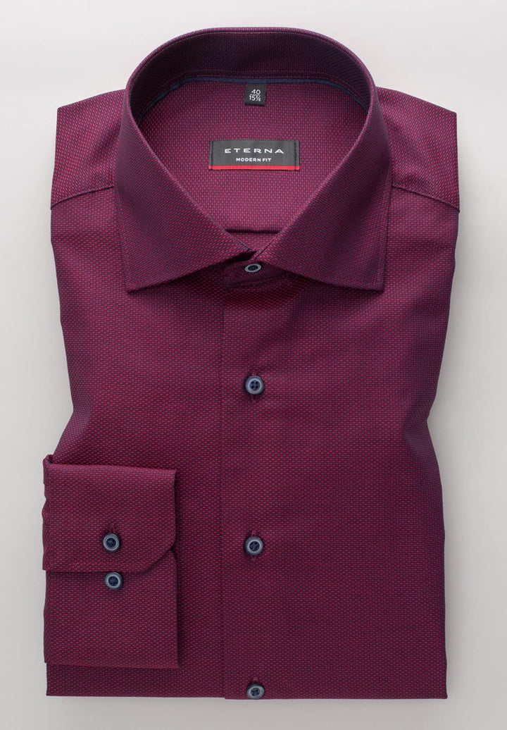 eterna Herren strukturiertes Baumwoll-Hemd MODERN FIT 1/1 rot 40_H_1/1