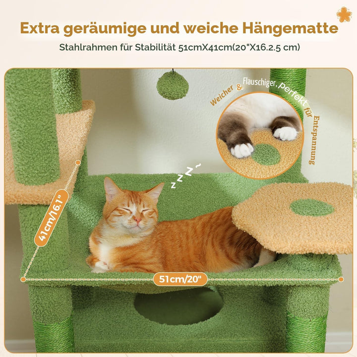 PAWZ Road Kratzbaum für grosse Katzen, 184 cm, 1,9 m grosser Katzenturm mit Sisalüberzogenen Kratzbä