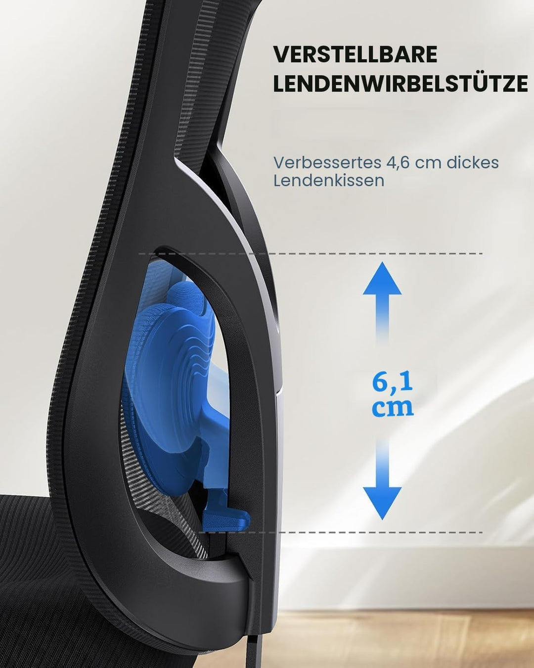 NOBLEWELL Bürostuhl Ergonomisch mit Stummrädern, Schreibtischstuhl mit Wippfunktion & verstellbare H