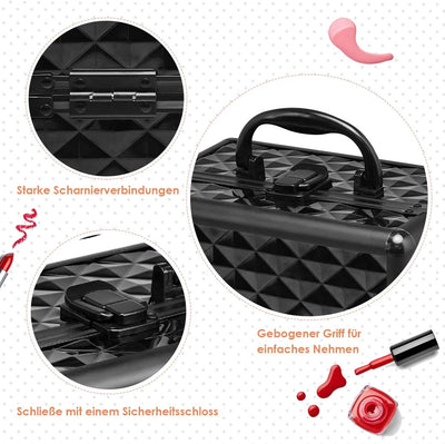 COSTWAY Beauty Case Schminkkoffer Kosmetikkoffer, Schmuckkoffer 23 x 15 x 18cm, Friseurkoffer mit Sp