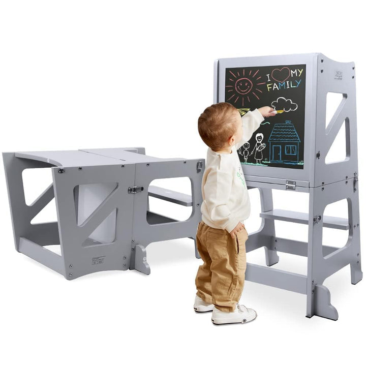 YOLEO 3 in1 Lernturm Kinder, Klappbar Montessori Lernturm ab 1 Jahr, Learning Tower für Kinder mit R