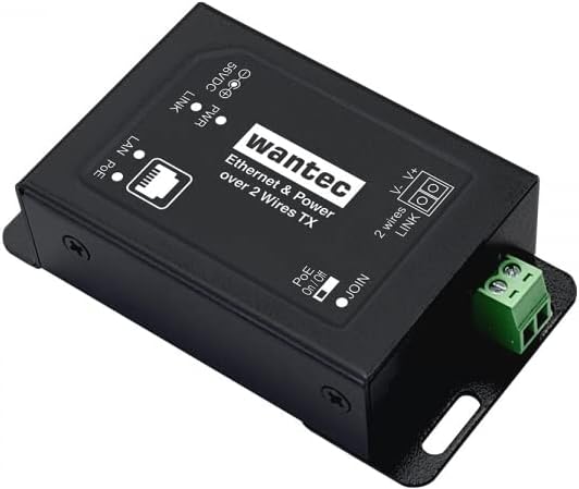 Wantec 2wIP 2-Draht Ethernet Adapter mit PoE - Schraubklemmen - Client | Kameraseite | Empfänger - 1