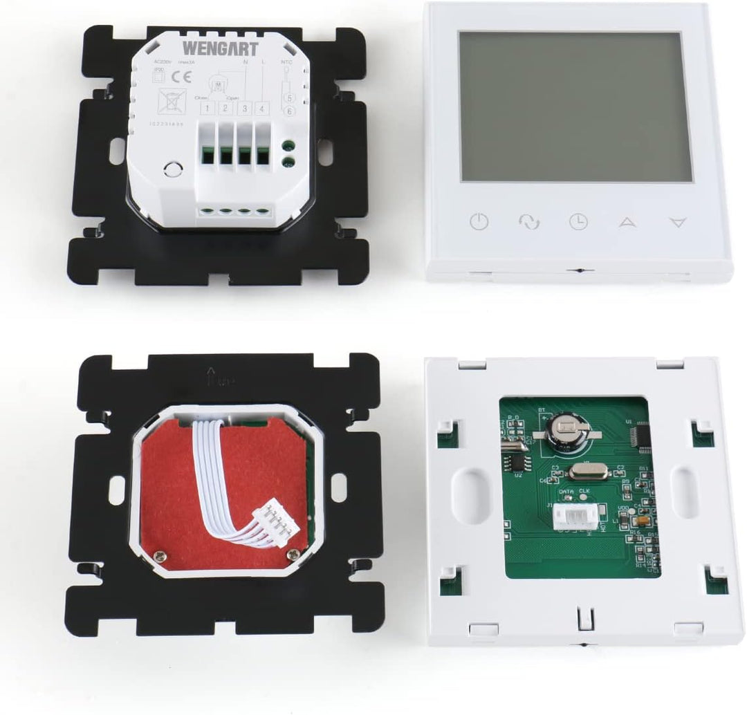 Wengart Programmierbarer Thermostat WG03-2 Touchscreen-Design, AC230V 3A LCD-Display, geeignet für W
