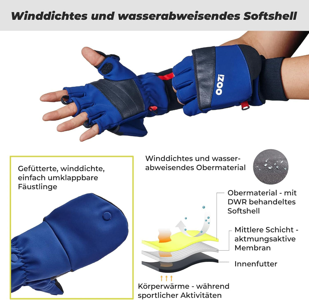 OOZi Winterhandschuhe für Herren und Damen, Touchscreen Handschuhe, Warme Winddicht Arbeitshandschuh
