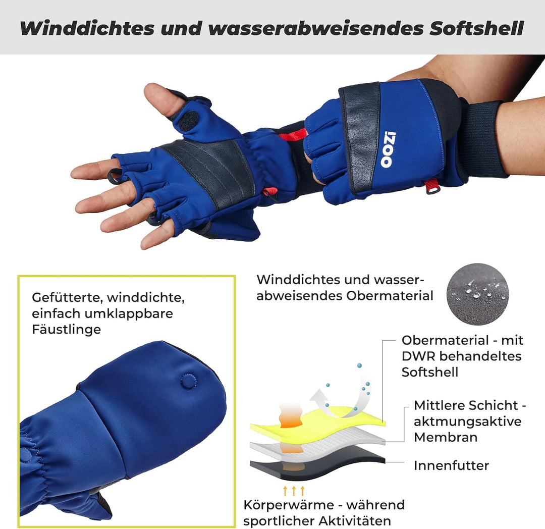 OOZi Winterhandschuhe für Herren und Damen, Touchscreen Handschuhe, Warme Winddicht Arbeitshandschuh