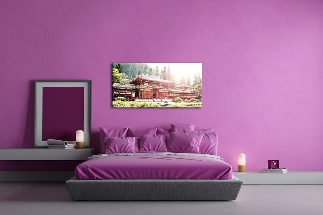 atemberaubende Tempelanlage in Asien Panorama 80x40 cm als Leinwandbild, Motiv fertig gerahmt auf Ec
