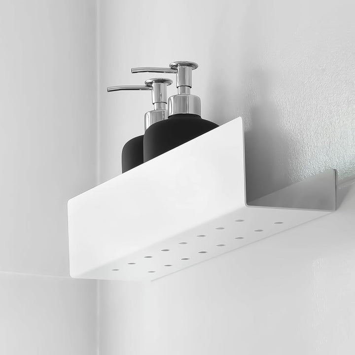 DABSTORY Badezimmer Regal Duschablage Edelstahl Wandregal Bad Weiss DOCIA 60cm Badezimmer Wandhalter