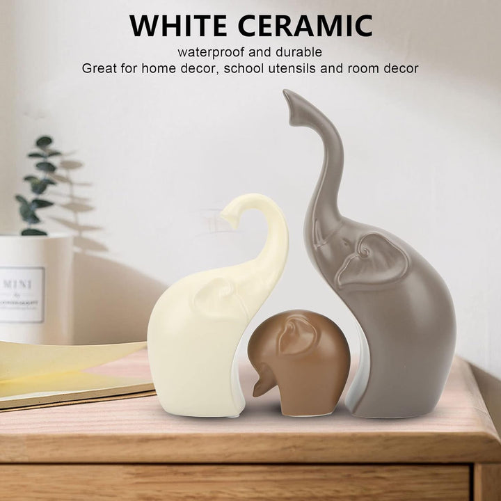 3 Stück Keramik Elefanten Figur Deko, 23cm Helle Farbe Moderner Stil Porzellan Elefant Statue, Feng