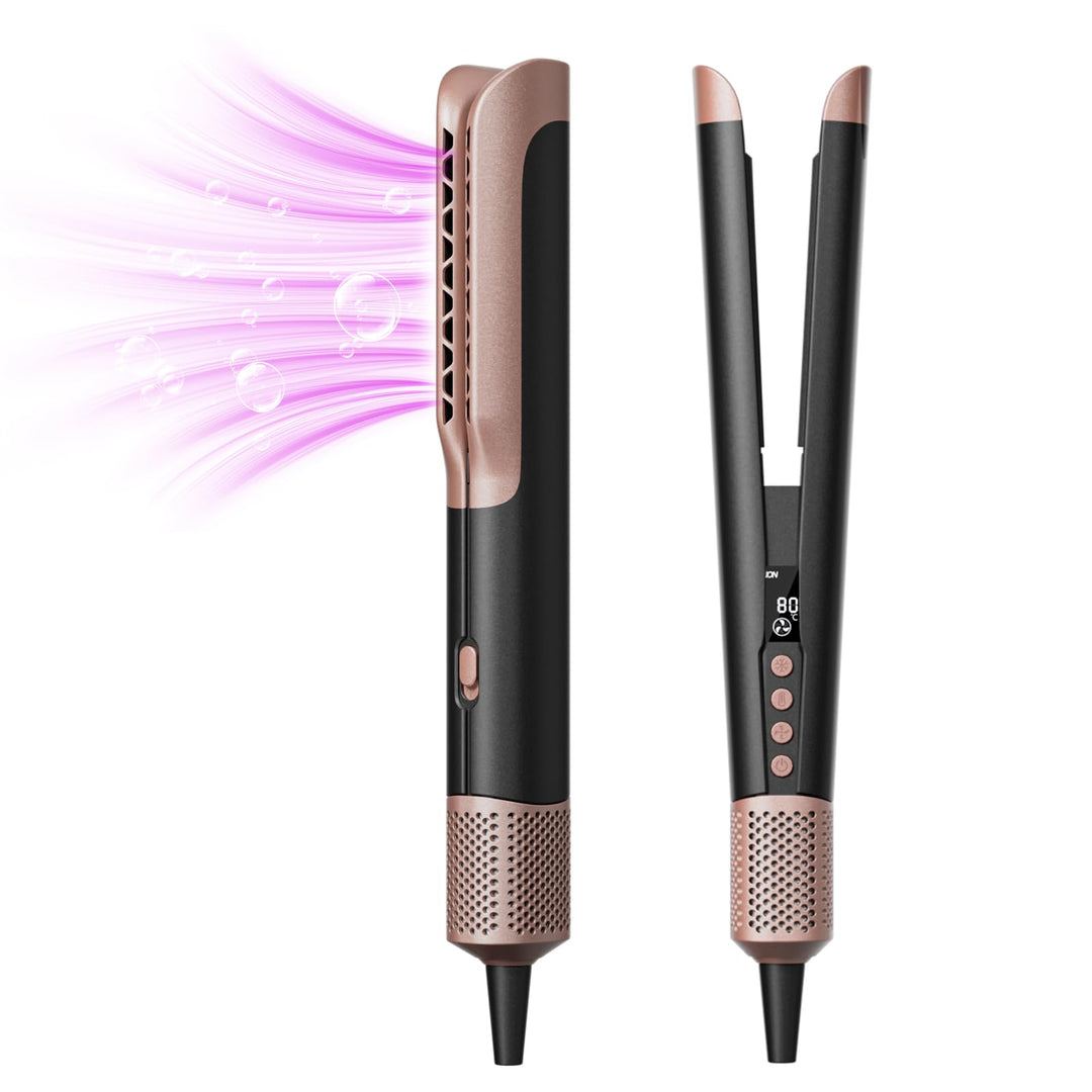 Airstraight Glätteisen mit Föhn, Ionen Air Haarglätter, Keine Hitzeschäden, Keine Heissen Platten, 1