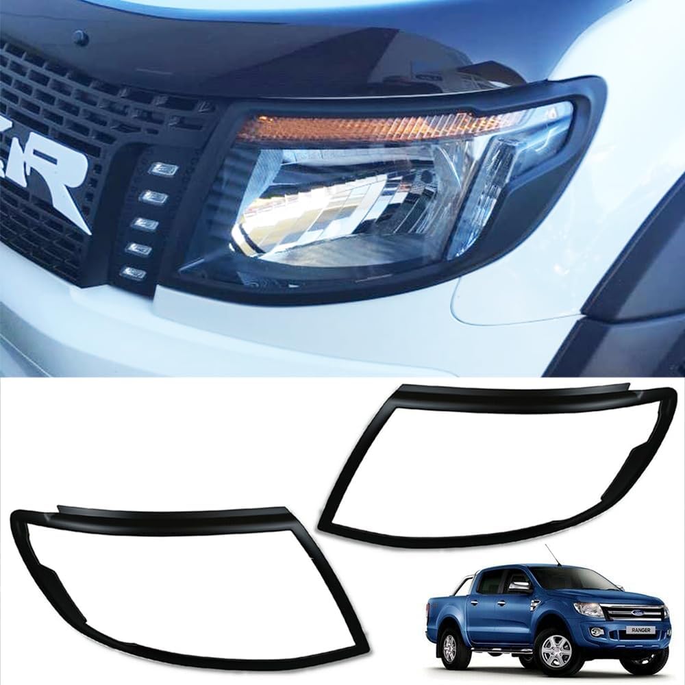 JHCHAN Scheinwerferabdeckung für Ford Ranger 2012-2014 T6 Wildtrak XL XLT Limited Tremor Scheinwerfe