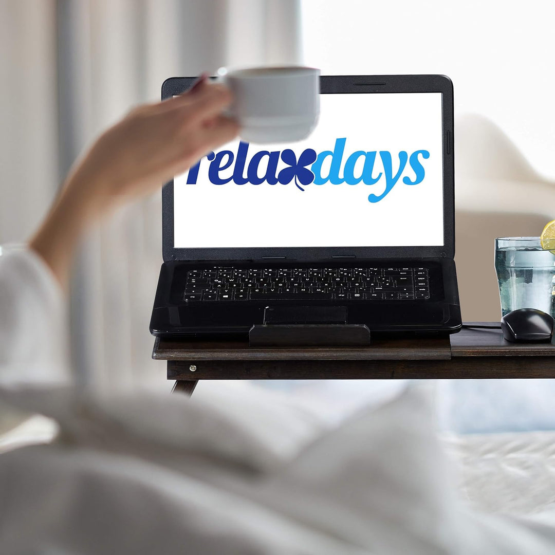 Relaxdays Bambus Laptoptisch, HBT: 24x60x35cm, höhenverstellbarer Laptopständer für Bett und Sofa, m